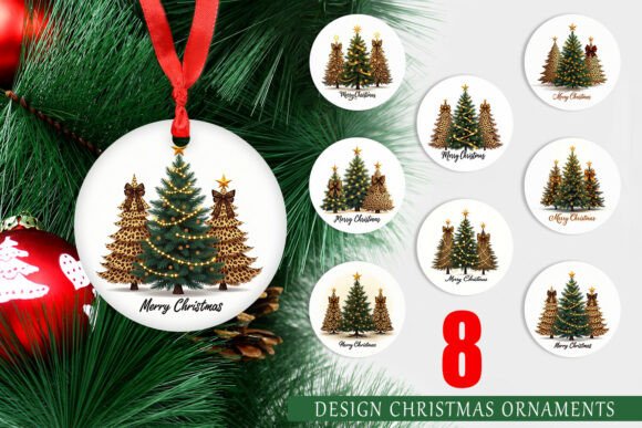 Chic Leopard Print Christmas Tree Illustrations for Crafters