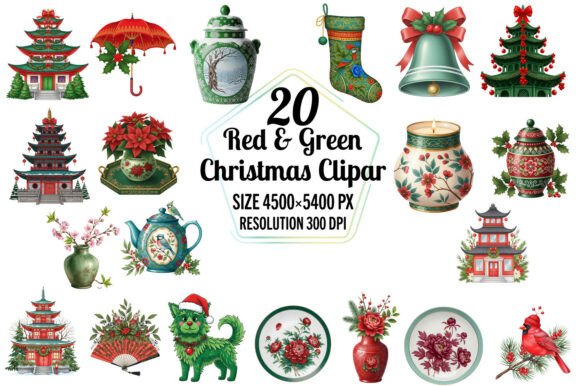 Chinoiserie Red Green Christmas Png Review for Real Embroidery Projects