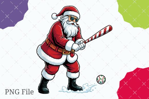 Christmas Baseball Santa PNG: A Festive Graphic Design Asset for Crafters