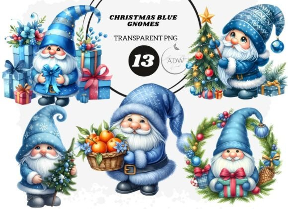 Christmas Blue Gnome: A Versatile Illustration for Content Creators