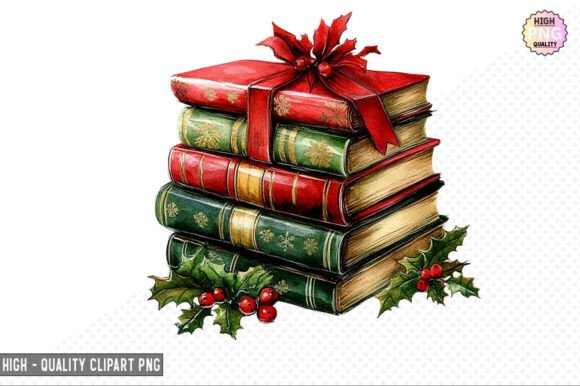 Christmas Books Clipart PNG: A Versatile Illustration for Seasonal Designs