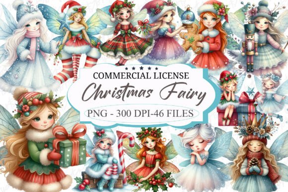 Christmas Fairies Winter Clipart for Real-World Crafting