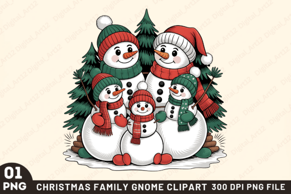Christmas Family Gnome PNG Clipart: A Festive Illustration for Creative Projects