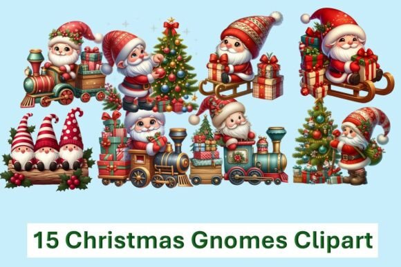 Christmas Gnomes Clipart for Seasonal Website and Editorial Design