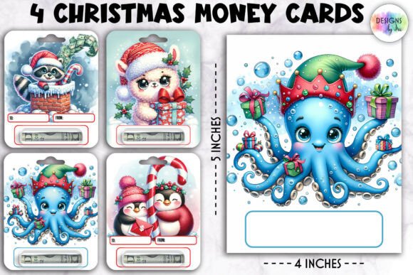 Christmas Money Cards Illustrations: A Festive Graphic Design Asset for Crafters