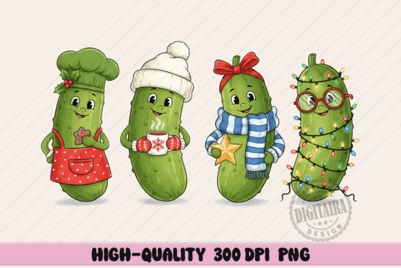 Christmas Pickles Clipart PNG: A Festive Illustration Asset for Content Creators