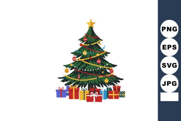 Christmas Tree with Gifts and Decoration: A Versatile Illustration for Digital Sellers