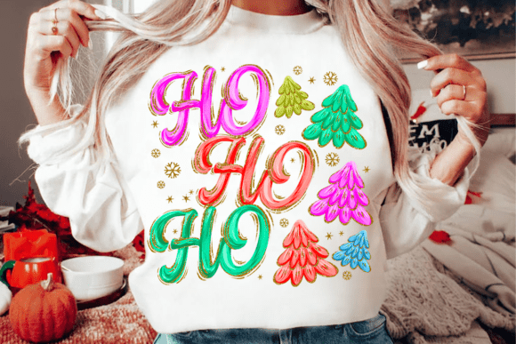 Colorful Bubble Ho Ho Ho Christmas Trees: A Vibrant Illustration for Marketing Magic