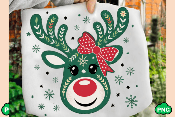 Colorful Gold Glitter Christmas Reindeer Illustrations