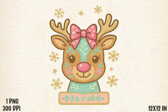 Coquette Floral Christmas Reindeer Png Review for Real Projects