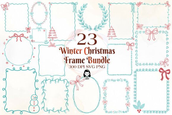 Coquette Winter Christmas Frame SVG PNG: A Versatile Illustration for Seasonal Branding