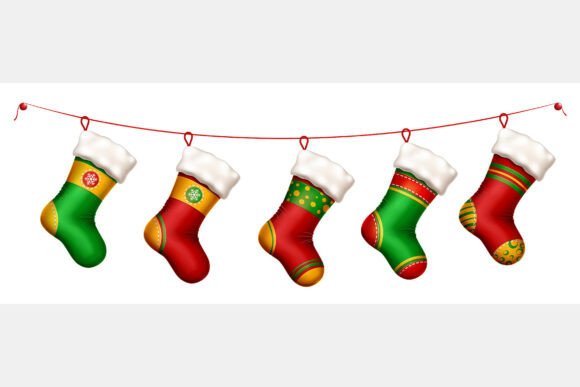 Empty Christmas Stockings on a String: A Versatile Illustration for Holiday Branding