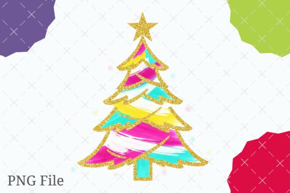 Glitter Brushstroke Christmas Tree PNG for Premium Illustrations