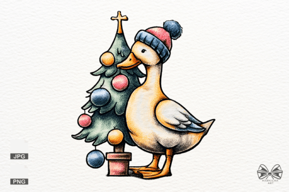 Goose and Christmas Tree Png: A Festive Graphic Design Asset for Creative Marketers