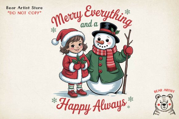 Merry Everything Happy Always: A Christmas Illustration for Creative Projects