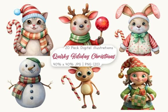 Quirky Holiday Christmas Clipart for Local Business Branding