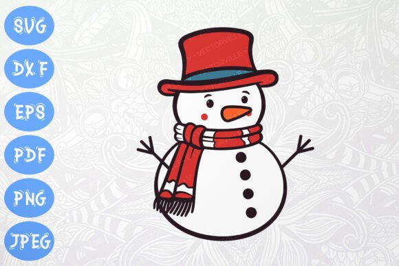 Snowman with Red Hat SVG for Christmas: A Festive Illustration Asset for Local Business Branding