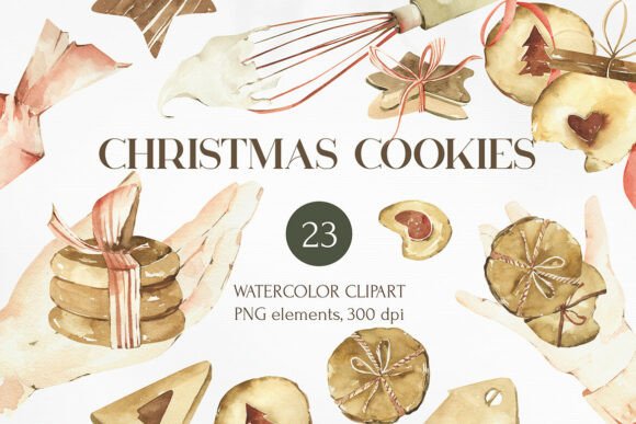 Watercolor Christmas Cookies Collection: A Festive Graphic Design Asset for Marketers