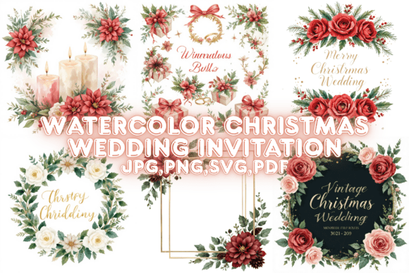 Watercolor Christmas Wedding Invitation: A Seasonal Illustration Asset for Content Creators
