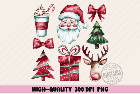 Watercolor Coquette Christmas PNG Review for Digital Product Sellers