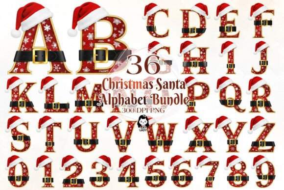 Winter Christmas Santa Alphabet Bundle: A Festive Illustration Asset for Seasonal Design